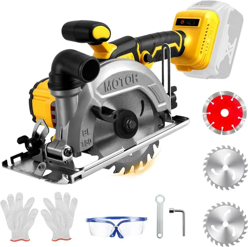 Miniatura 10 de Sierra circular inalámbrica de 5 pulgadas para batería Dewalt de 20 V (sin batería), sierra de madera eléctrica con motor sin escobillas, bisel