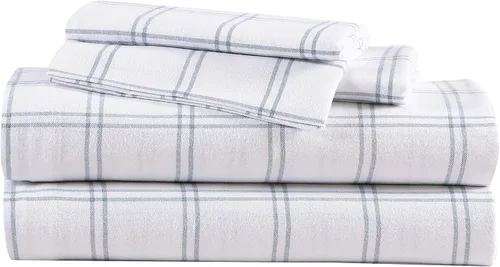 Miniatura 18 de Eddie Bauer - Sábanas de franela tamaño completo, algodón antibolitas y resistente a las arrugas, suaves al tacto para comodidad en todas