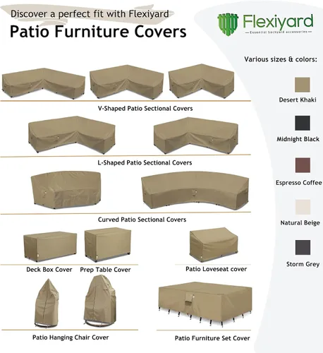 Miniatura 9 de Funda de Sofá Seccional de Servicio Pesado para Exteriores, Fundas Impermeables 600D para Sofá Seccional de Patio, Funda para Muebles de Jardín