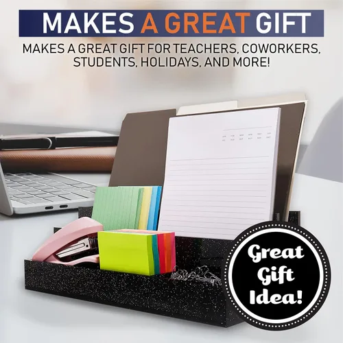 Miniatura 6 de Organizador de escritorio acrílico para suministros de oficina y accesorios de escritorio, 12.5 x 5.5 x 4 pulgadas y 0.197 in de acrílico