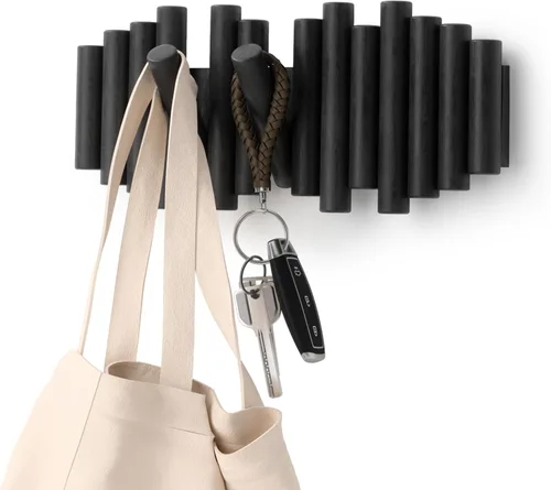 Umbra Picket - Gancho en riel para entradas, 15 pulgadas de ancho x 6.5 pulgadas de alto x 1.75 pulgadas de profundidad, negro