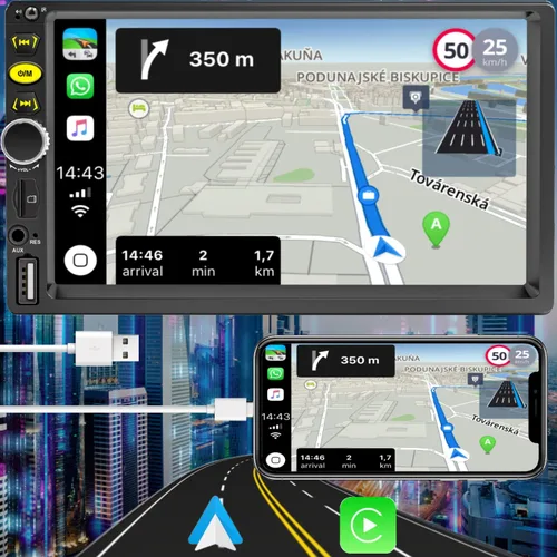 Miniatura 5 de Estéreo de coche de 7" con pantalla táctil de doble DIN con Apple CarPlay, estéreo de coche Bluetooth de 7" con cámara de respaldo, controles