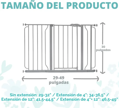 Miniatura 3 de Regalo Safety - Puerta de seguridad para bebés de 29 a 49 pulgadas, extra ancha para puertas e parte inferior de escaleras, puerta de seguridad
