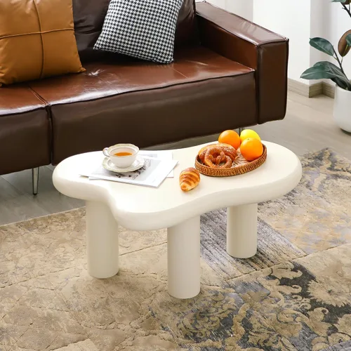 Miniatura 3 de Mesa de Centro Nube de 34"(L), Mesa de Centro de Madera Moderna para Sala de Estar, Mesas Centrales de Acento Únicas con 3 Patas, Mesas de Té