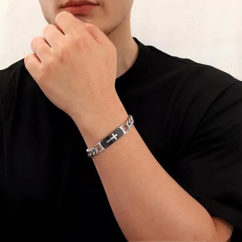 Miniatura 3 de Pulsera de cruz para hombres y niños, pulsera de cadena de cruz cubana de acero inoxidable, versículo de la Biblia, regalo de joyería cristiana