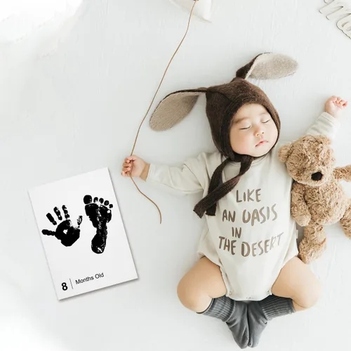 Miniatura 5 de Kit de huellas de manos para recién nacido, sin tinta, mensual, hitos de familia, bebé, almohadilla de tinta para manos y huellas de bebé, kit