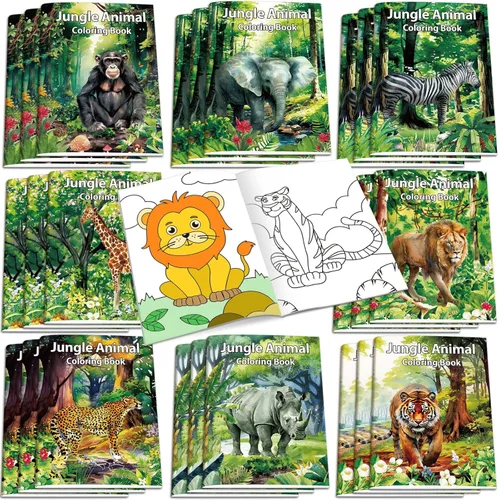 Miniatura 7 de Honoson 24 libros para colorear para niños, libros para colorear de animales a granel, safari, selva, recuerdo de fiesta para niños de 4 a 8 años