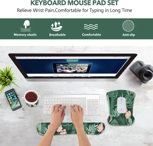 Miniatura 2 de AIMSA Alfombrilla ergonómica para mouse con soporte para reposamuñecas, de espuma viscoelástica, antideslizante, fácil de escribir y aliviar