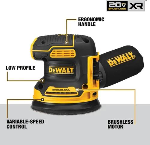 Miniatura 15 de DEWALT - Lijadora orbital de 20 V MAX, solo herramienta (DCW210B)
