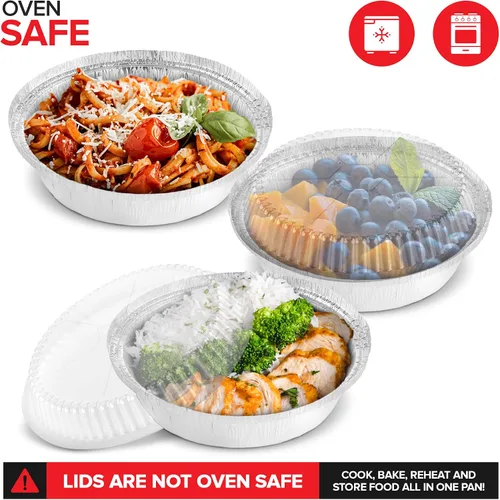 Miniatura 3 de Stock Your Home Bandejas redondas de papel de aluminio de 9 pulgadas con tapas (paquete de 40) Moldes para tartas desechables de 9 pulgadas