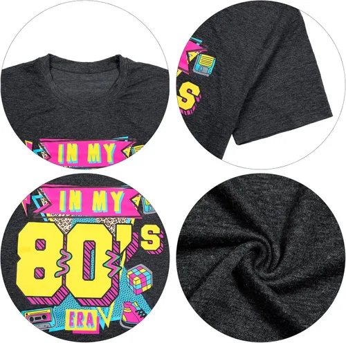 Miniatura 6 de Camisas de los años 80 para mujer, camiseta con estampado vintage de los años 80, ropa de fiesta casual de los años 80