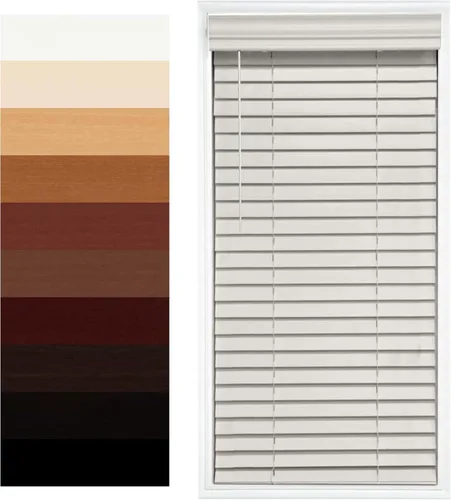 Miniatura 15 de TailorView Cortinas de ventana horizontales de madera personalizables sin cordón - Paletas de 2 pulgadas - Alabastro - Montaje interior o exterior.