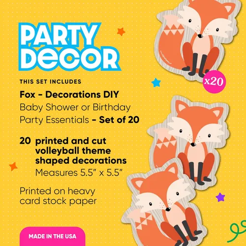 Miniatura 2 de Big Dot of Happiness Fox - Decoraciones DIY Baby Shower o fiesta de cumpleaños - Set de 20
