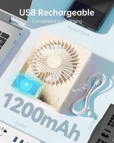 Miniatura 4 de TriPole - Ventilador de escritorio mini portátil recargable, ultra silencioso, pequeño de 4.5 pulgadas, para viajes personales con inclinación