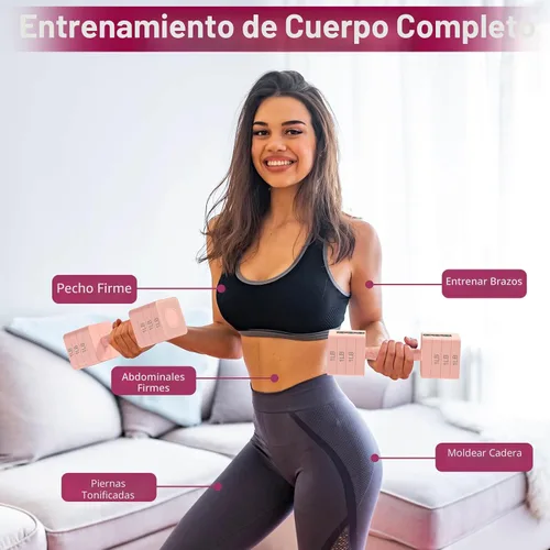 Miniatura 5 de Hezeyferg Juego de mancuernas ajustables de 22 libras, juegos de pesas de mano con 5 niveles de 3 libras, 5 libras, 7 libras, 9 libras, 11 libras