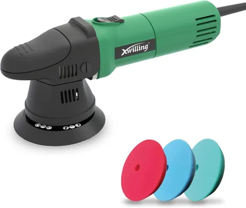 Miniatura 8 de Pulidora de Búfer, Pulidora Orbital Aleatoria de Doble Acción de 5 Pulgadas 8MM con 6 Velocidades Variables 1800-4500 RPM, Kit de Detallado