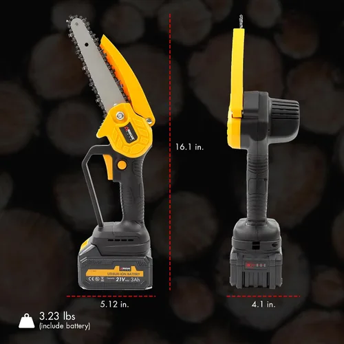 Miniatura 6 de Wagan EL7007 OneVolt - Motosierra inalámbrica de 6 pulgadas, mini motosierra con batería recargable de 3.0 Ah con certificación UL, sierra de mano