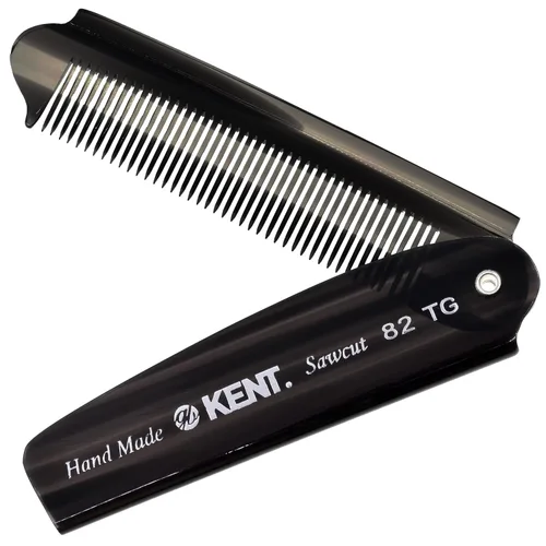 Kent 82T Peine plegable hecho a mano para hombres, peine de pelo de dientes finos para el cuidado diario del cabello, barba o bigote, uso seco o con
