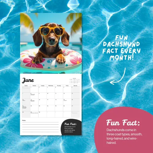 Miniatura 4 de Calendario de perro salchicha 2026 – Calendario de pared grande de 12 meses 2026 – Planificador de pared para perro mensual hecho por Fun Pets