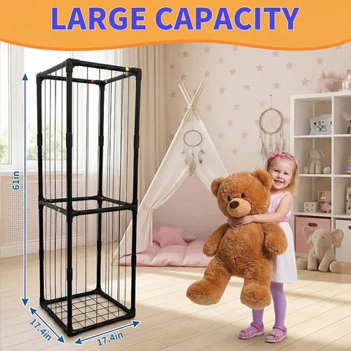 Miniatura 2 de Almacenamiento de animales de peluche, organizador de almacenamiento con banda elástica, tubo de PVC grueso, soporte grande para animales de peluche