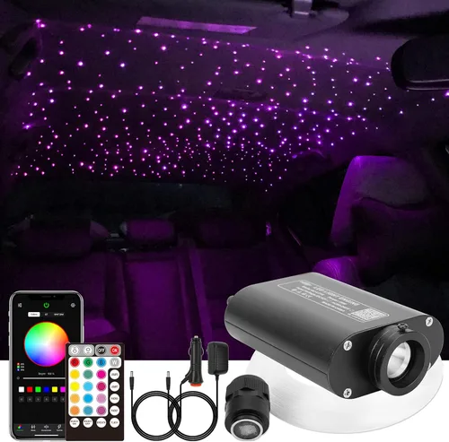 CHINLY 16W 550pcs 13.1ft 0.03in Bluetooth APP/Remoto RGBW LED Fibra Óptica Estrella Luces de Techo Kit Adaptador+Encendedor de Cigarrillos para