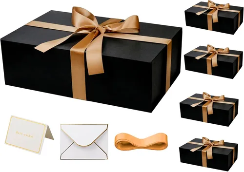 Miniatura 13 de YINUOYOUJIA Cajas de regalo rosadas con tapa, 14"x9"x4.5" Caja de regalo magnética con cinta, tarjetas y sobres para regalos, ideal para bodas
