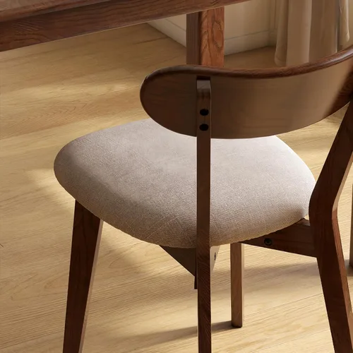 Miniatura 4 de Silla de comedor moderna de nogal de mediados de siglo, marco de roble de grado FAS, silla auxiliar individual de madera maciza sin brazos, alta