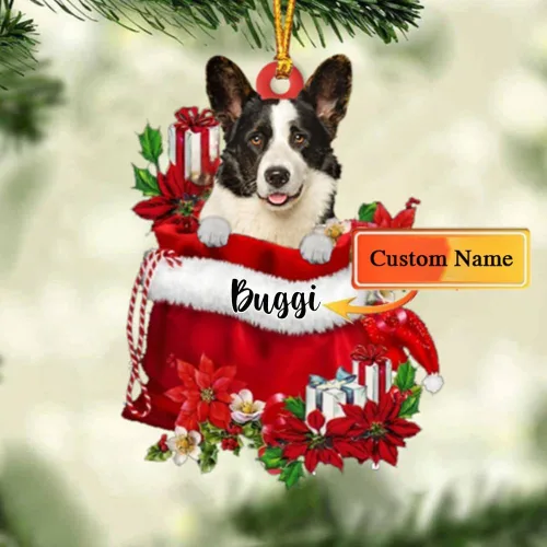 Miniatura 11 de Perro Akita Inu personalizado en bolsa de regalo, adorno de Navidad, nombre personalizado, regalo para amantes de los perros, familia, Navidad