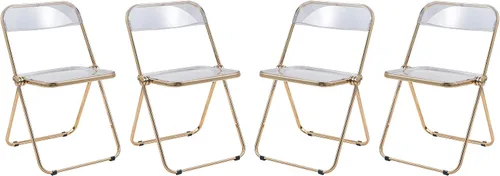 Miniatura 14 de LeisureMod Juego de 2 sillas plegables modernas de acrílico transparente Silla de escritorio con marco de metal dorado Cómoda silla decorativa