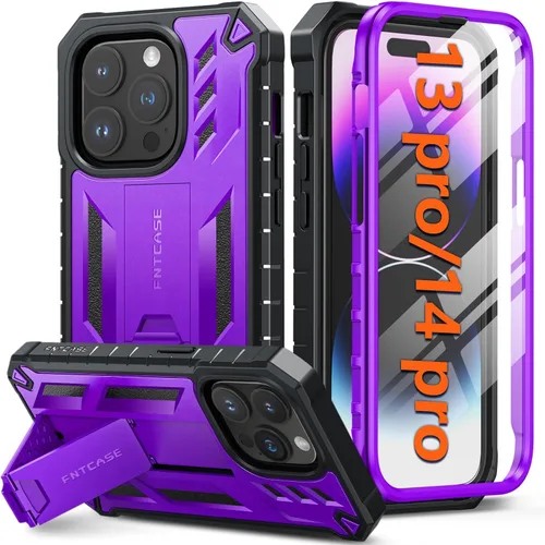 Miniatura 10 de FNTCASE Funda para iPhone 14-Pro: Fundas para iPhone 13 Pro Funda de protección de grado militar a prueba de caídas con soporte TPU resistente