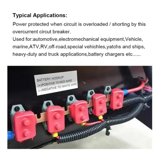 Miniatura 5 de Disyuntor de reinicio automático de 10A 12V-24V con perno de tapa para cargadores de batería, camiones, motores de automóvil y más (4 unidades)