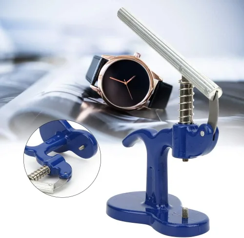 Miniatura 4 de Set de prensa de reloj profesional kit de reparación de reloj kit de herramientas de reparación con 12 piezas de troqueles azul