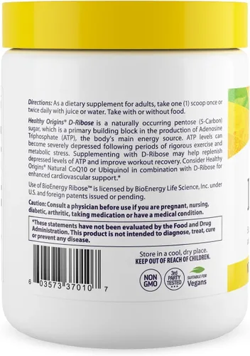 Miniatura 3 de Healthy Origins D-Ribosa en polvo (BioEnergy, sin OMG, sin gluten, apoyo energético, soporte cardíaco), 10.6 onzas