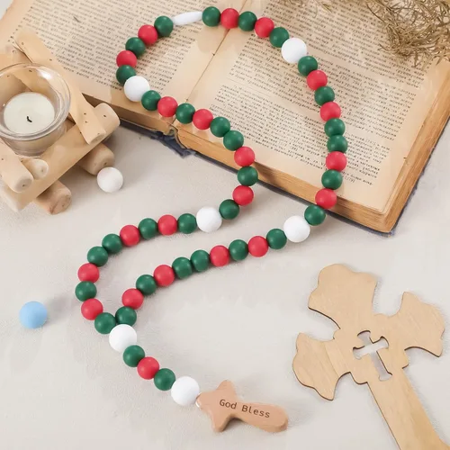 Miniatura 20 de Misdary Rosario de Bebé Regalo de Bautismo de Silicona Dios Bendiga a los Niños Primer Rosario con Cruz Suministros para Fiesta de Bautismo del 1er