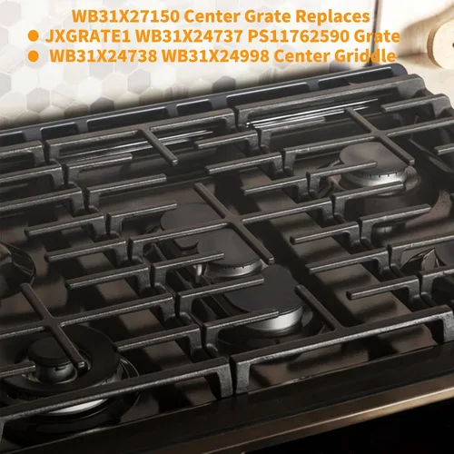Miniatura 6 de WB31X27150 Reemplazo de rejilla central para piezas de estufa GE 19.3" x 9.1" JXGRATE1 WB31X24737 Rejilla de parrilla de gas de hierro fundido