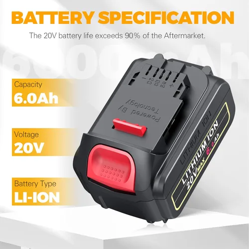 Miniatura 2 de ARyee Paquete de 4 baterías de repuesto de 20 V 6.0 Ah para Dewalt de 20 V compatibles con herramientas eléctricas inalámbricas DCB200, DCB201