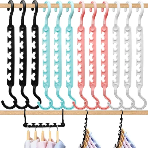 Miniatura 8 de 4 Pack Esencial para Dormitorio Universitario para Niñas, Organizadores de Armario y Almacenamiento, Perchas de Plástico para Ropa con 5 Agujeros