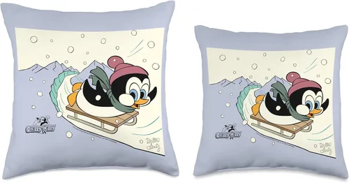 Miniatura 3 de Chilly Willy Penguin Sledding - Almohada de vacaciones, 16 x 16 pulgadas, multicolor
