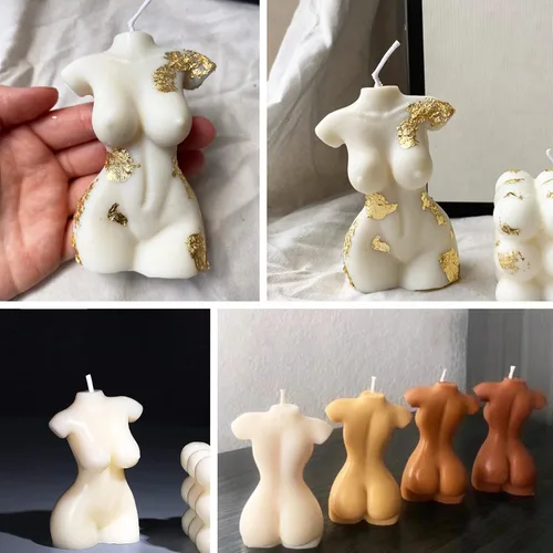 Miniatura 4 de Molde para hacer velas corporales masculinas y femeninas, 2 moldes de silicona con punzón de molde y aguja de gancho para velas para decoración
