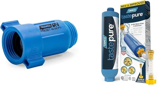 Miniatura 13 de Camco Tastepure - Filtro de agua para autocaravana, filtro de agua avanzado en línea con protector de manguera flexible, filtración GAC y KDF
