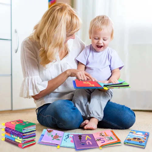 Miniatura 7 de Libros de baño para bebés, tela suave no tóxica, juguetes de educación temprana, libros impermeables para bebés para niños pequeños, juguetes