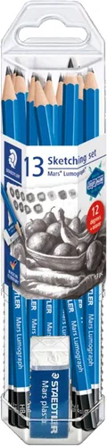 Miniatura 11 de Staedtler Lumograph 100G6 Set de lápices de grafito para dibujar y esbozar, 6 grados en una atractiva lata de almacenamiento (100G6)