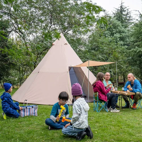 Miniatura 2 de KAZOO - Tienda de campaña familiar grande, impermeable, tipi, tiendas con habitación de 8 personas, tienda de tipi, armado instantáneo, Blanco sucio
