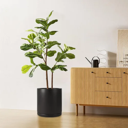 Miniatura 7 de Kazeila Macetas de cerámica para plantas de interior y exterior, flores, 10 pulgadas, blanco mate, maceta cilíndrica grande con platillo y orificio