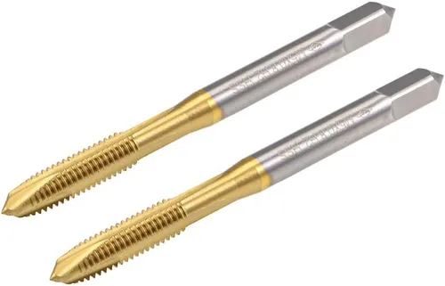 Miniatura 8 de uxcell Tapón de rosca de punta en espiral M2 x 0.4 rosca, roscas de tierra H2 3 flautas, acero de alta velocidad HSS 6542, recubierto de titanio