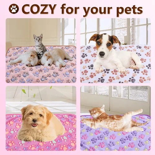Miniatura 7 de DOOVID Manta para mascotas, suave y esponjosa de forro polar para mascotas, manta de franela para perros y gatos, manta para mascotas con estampado