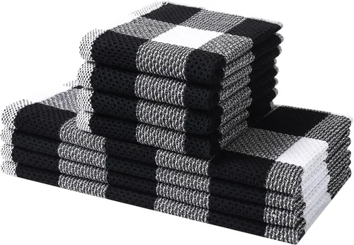 Mordimy - Juego de toallas de cocina y paños de cocina, 71 x 33 cm y 30,5 x 30,5 cm, juego de 8 toallas de cocina suaves y súper absorbentes para
