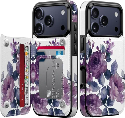 Miniatura 118 de FUNMIKO Funda tipo cartera para iPhone 13 con tarjetero, bloqueo RFID, protección de grado militar y obras de arte impresas con rayos UV, cierre
