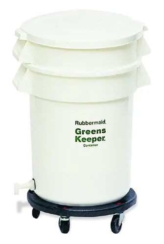 Rubbermaid Commercial Products Greens Keeper - Recipiente de alimentos con tapa y plataforma rodante, 32 galones, color blanco, FG263600WHT