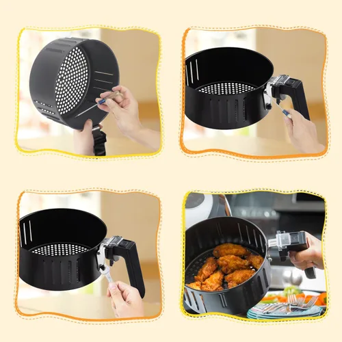 Miniatura 4 de Tissting Cesta para freidora de aire de 2.75 cuartos de galón, 7.5 x 3.7 pulgadas, escurridor reutilizable antiadherente para freír hornear a